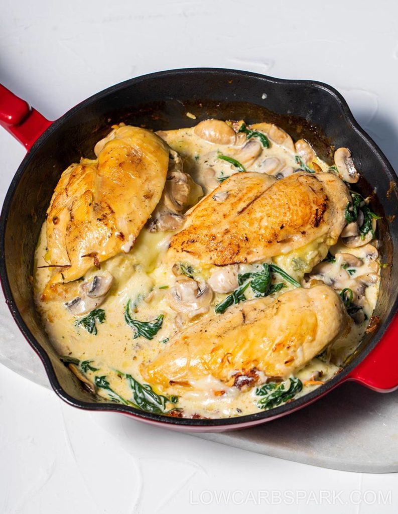 mushrooms and spinach stuffed chicken