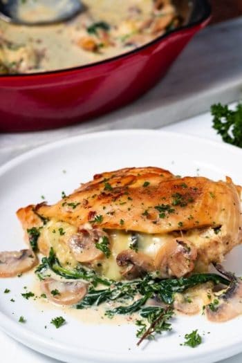 Creamy Mushroom and Spinach Stuffed Chicken Breast