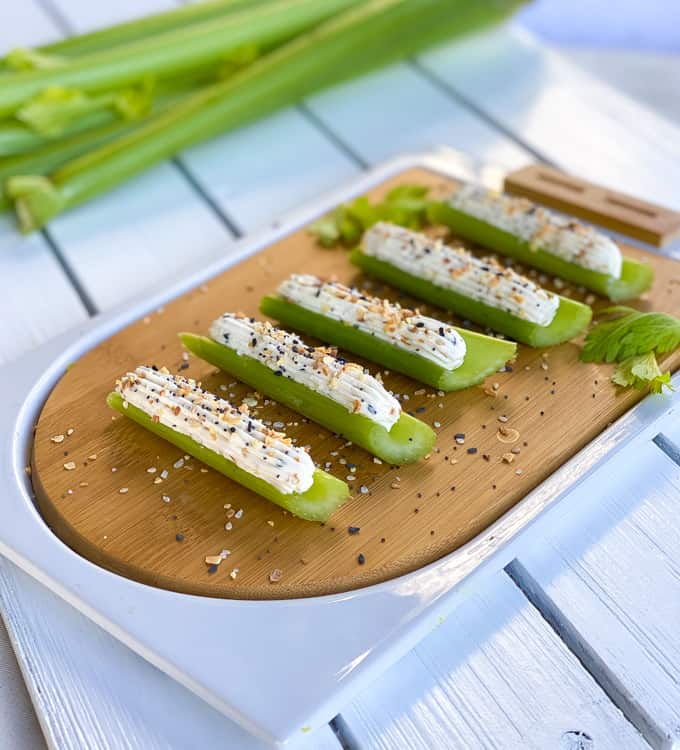 Everything Bagel Stuffed Celery Sticks