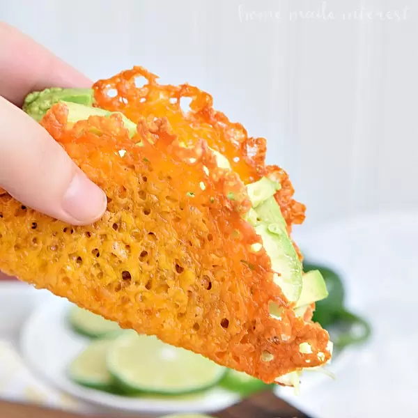 Low Carb Taco Night with Cheese Taco Shells close up on taco shell.jpg