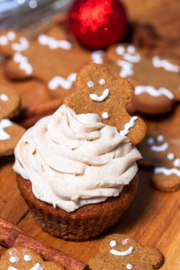 Keto Gingerbread Cupcakes with Cinnamon Cream Cheese Frosting