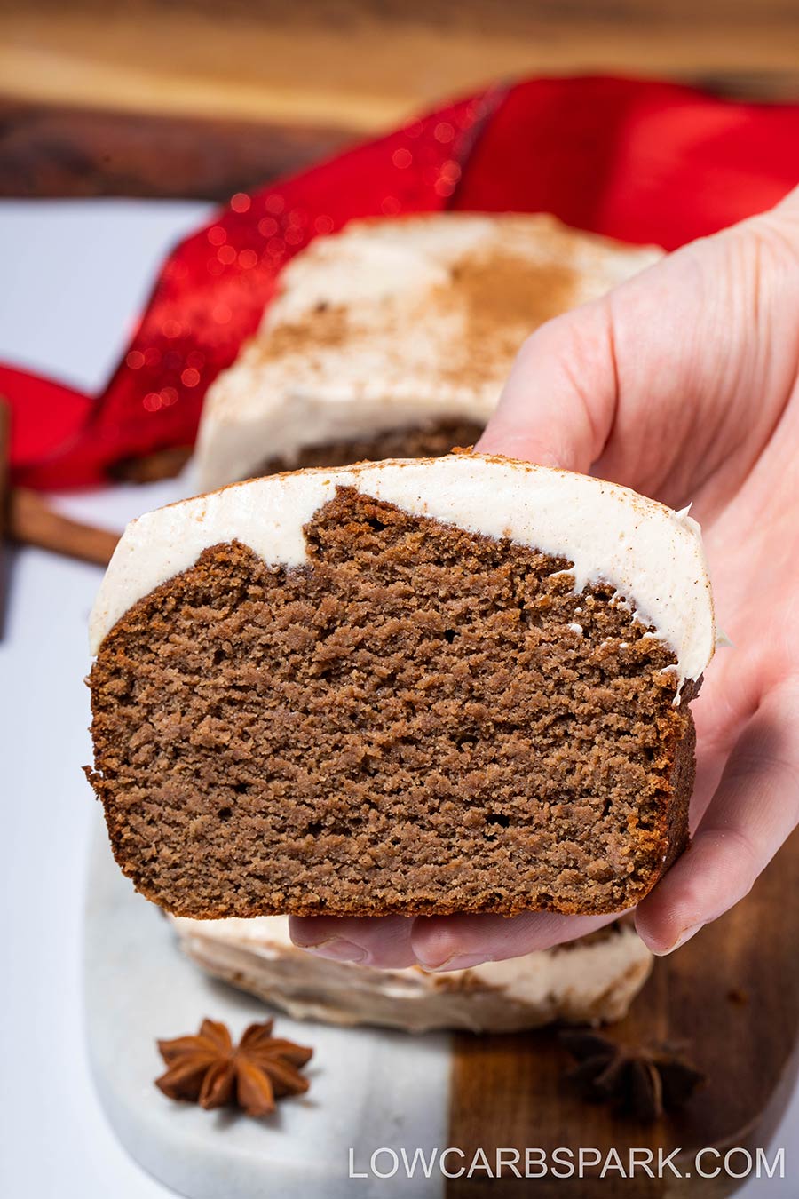 moist and fluffy gingerbread keto cake