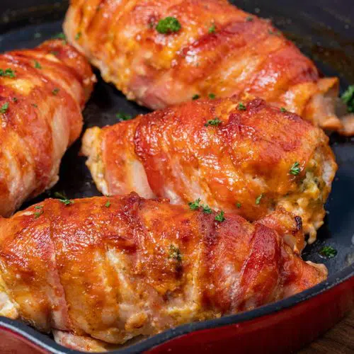 crispy bacon stuffed chicken breast