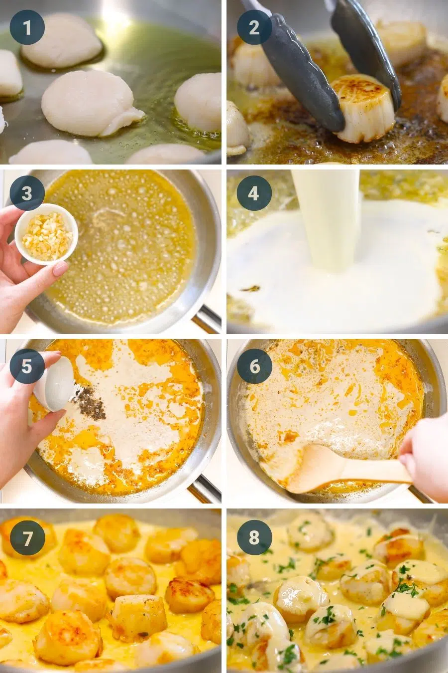 how to make creamy garlic butter pan seared scallops
