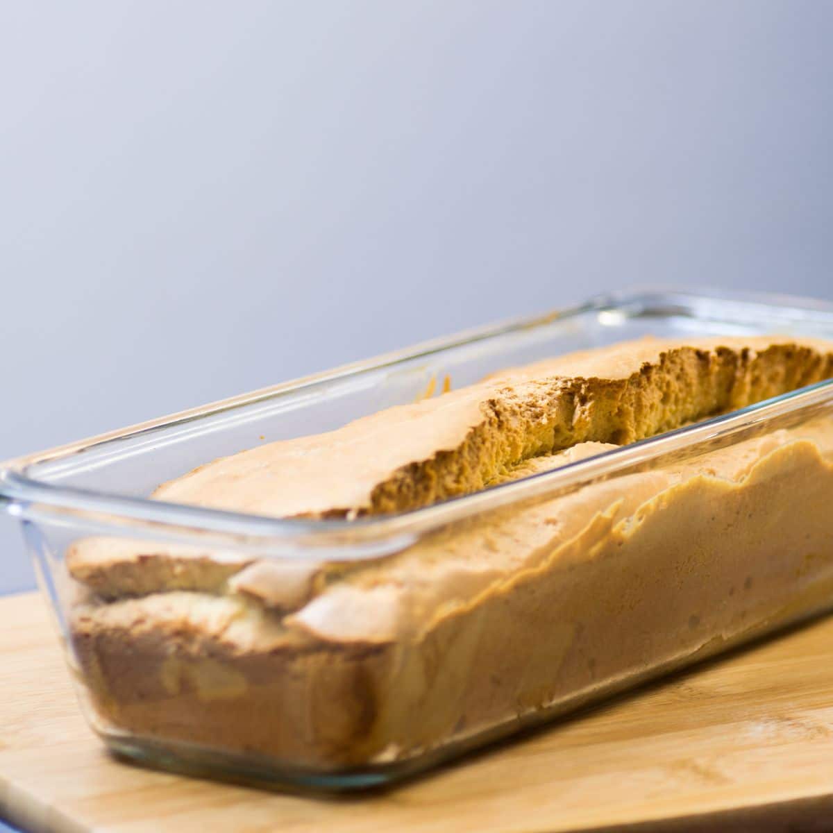 keto bread in a glass pan