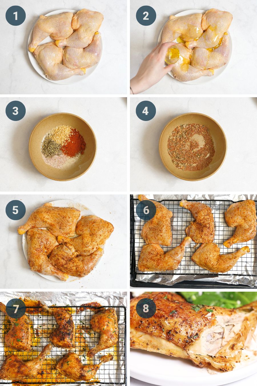 Crispy Baked Chicken Leg Quarters step by step instructions