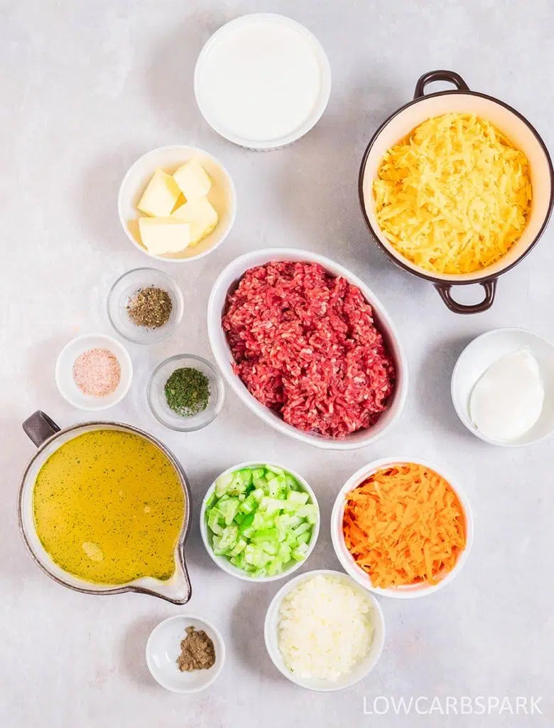 Keto Cheeseburger Soup 3 Keto Cheeseburger Soup Ingredients