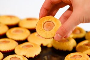 how to make Keto Corn Dog Muffins