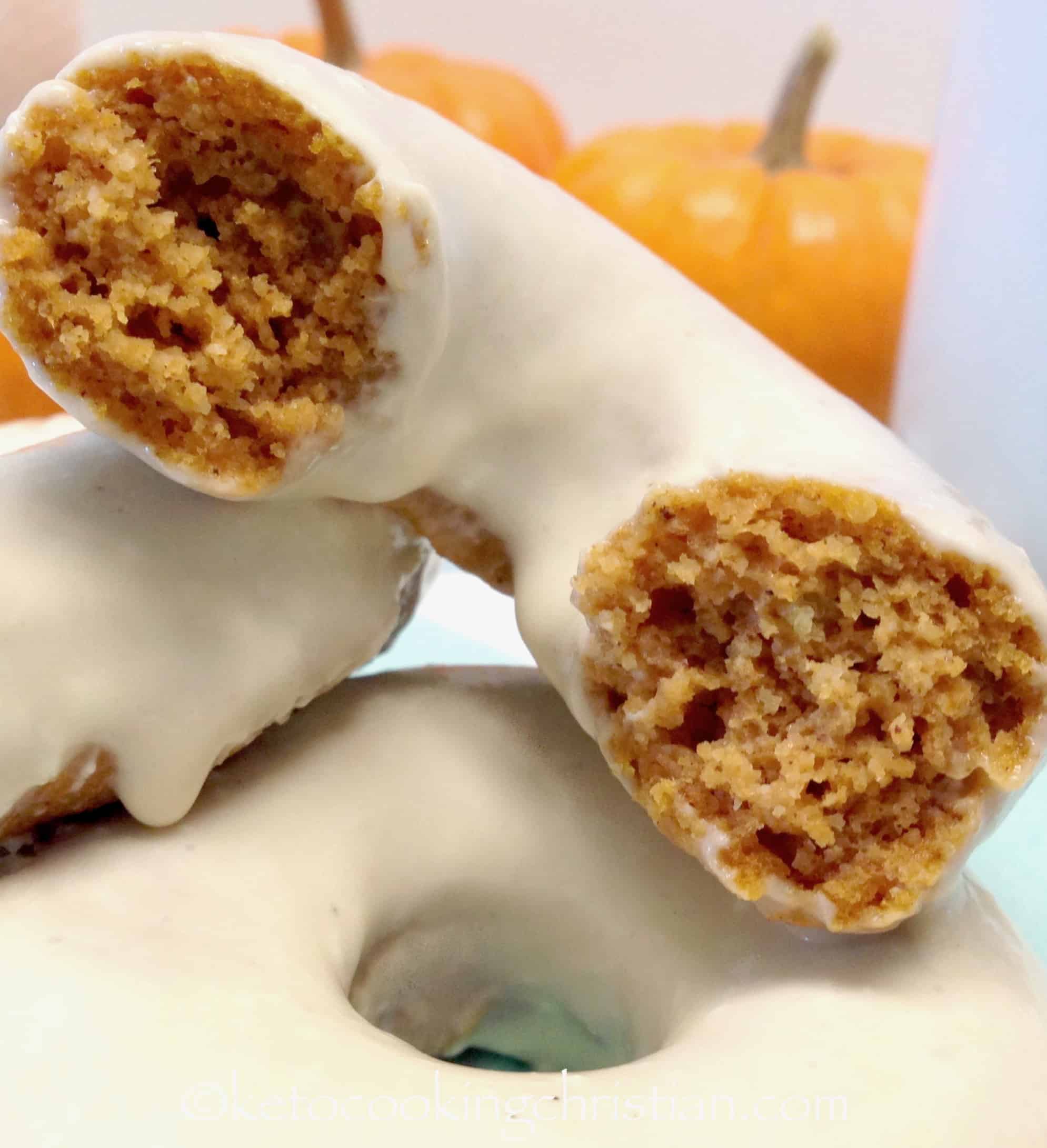 Pumpkin Donuts with Maple Cream Cheese Glaze Keto Low Carb Gluten Free 2