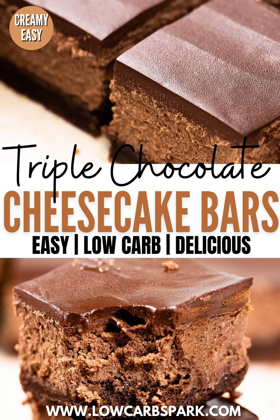 Triple Chocolate Cheesecake Bars