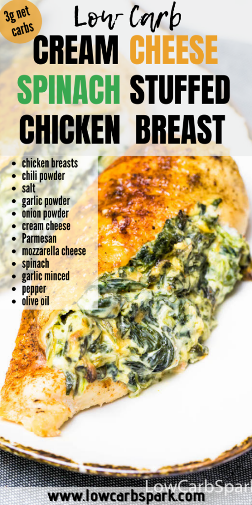 low carb cream cheese chicken stuffed with spinach