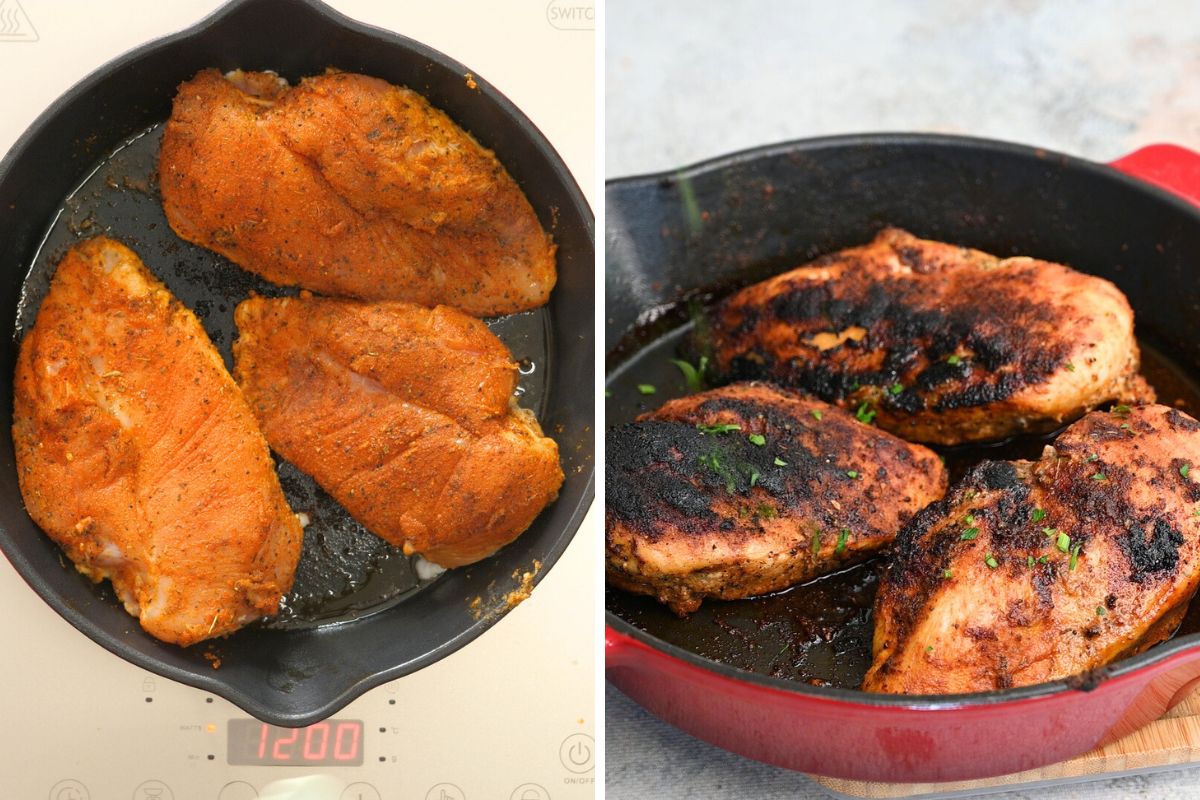 Cook the blackened chicken breast