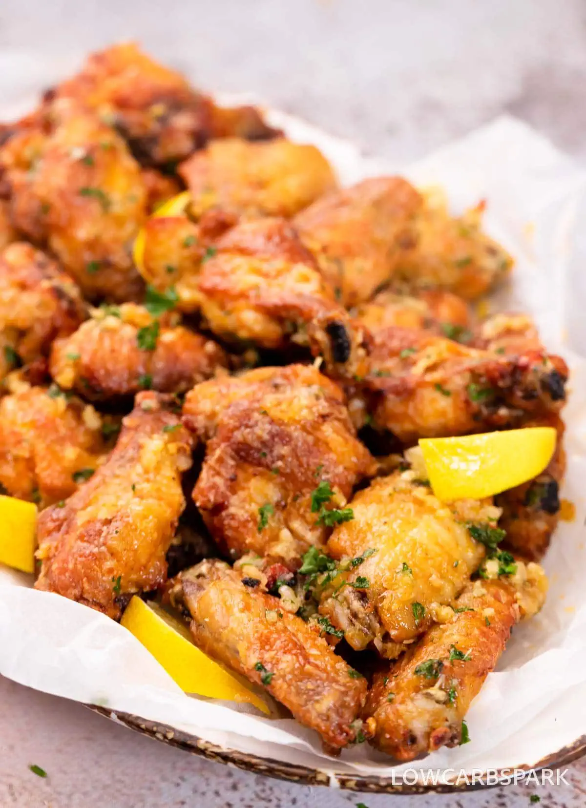 Easy Lemon Pepper Chicken Wings 5 crispy chicken wings with lemon and pepper