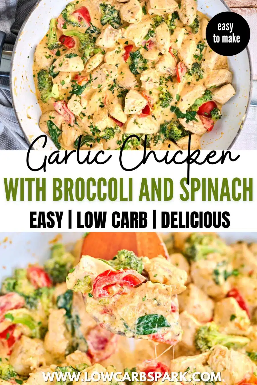 Garlic Chicken with Broccoli and Spinach (20 Minute Recipe)
