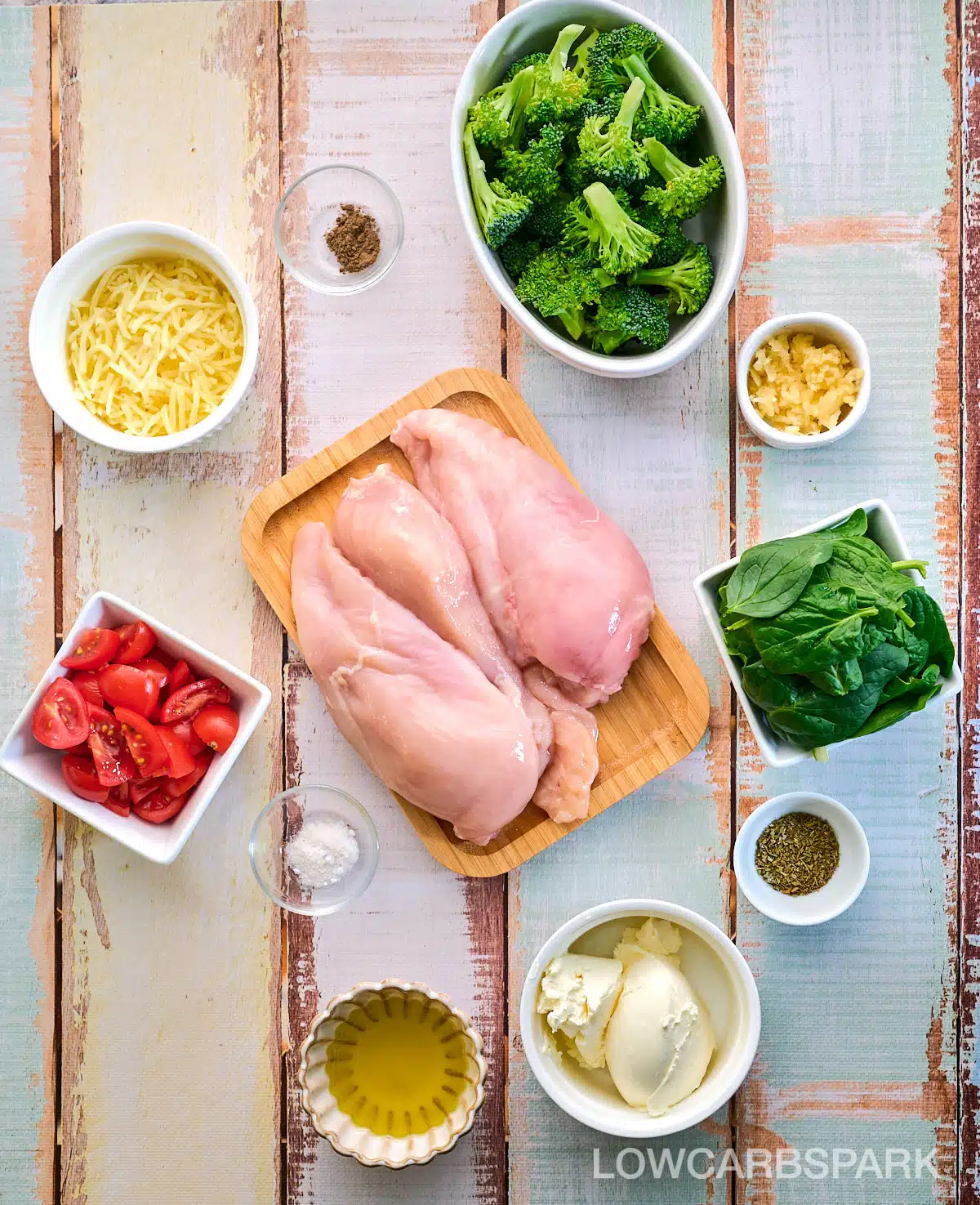 Garlic Chicken with Broccoli and Spinach Ingredients