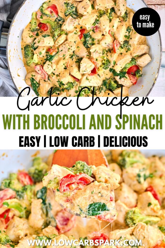 Garlic Chicken with Broccoli and Spinach pinterest image 2
