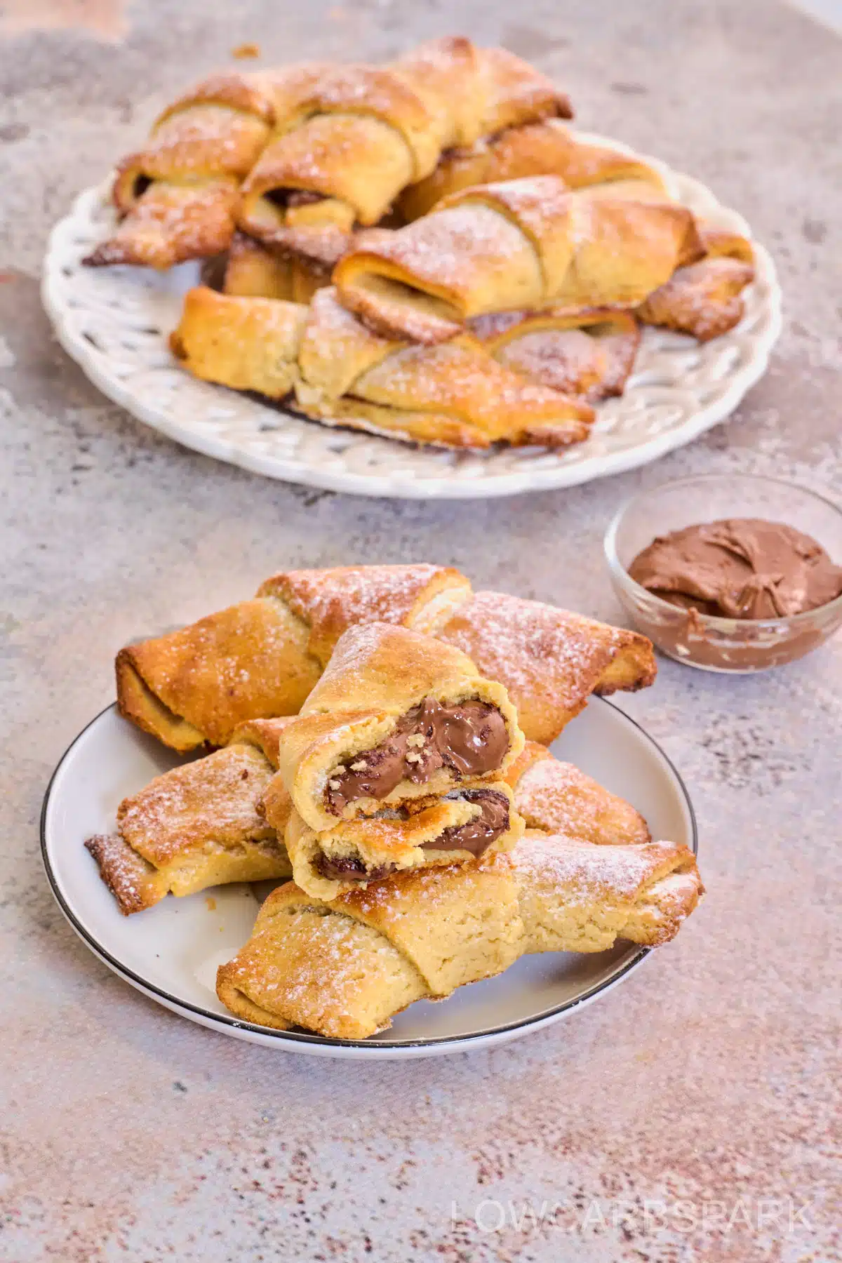 keto chocolate croissants on a plate