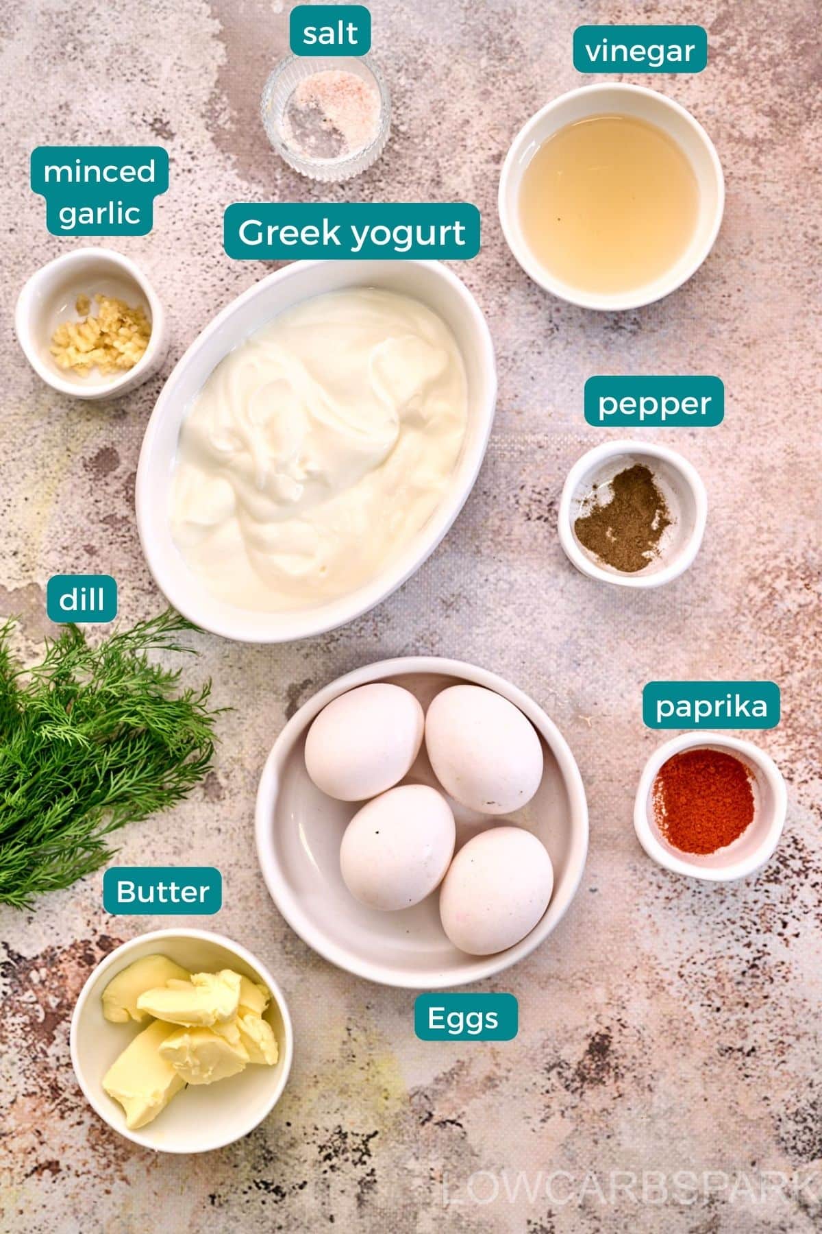 Turkish Eggs - Cilbir Ingredients