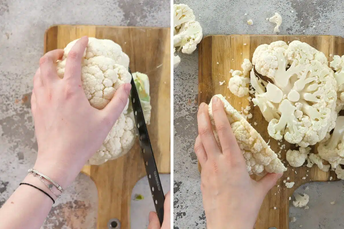 how to cut cauliflower steak