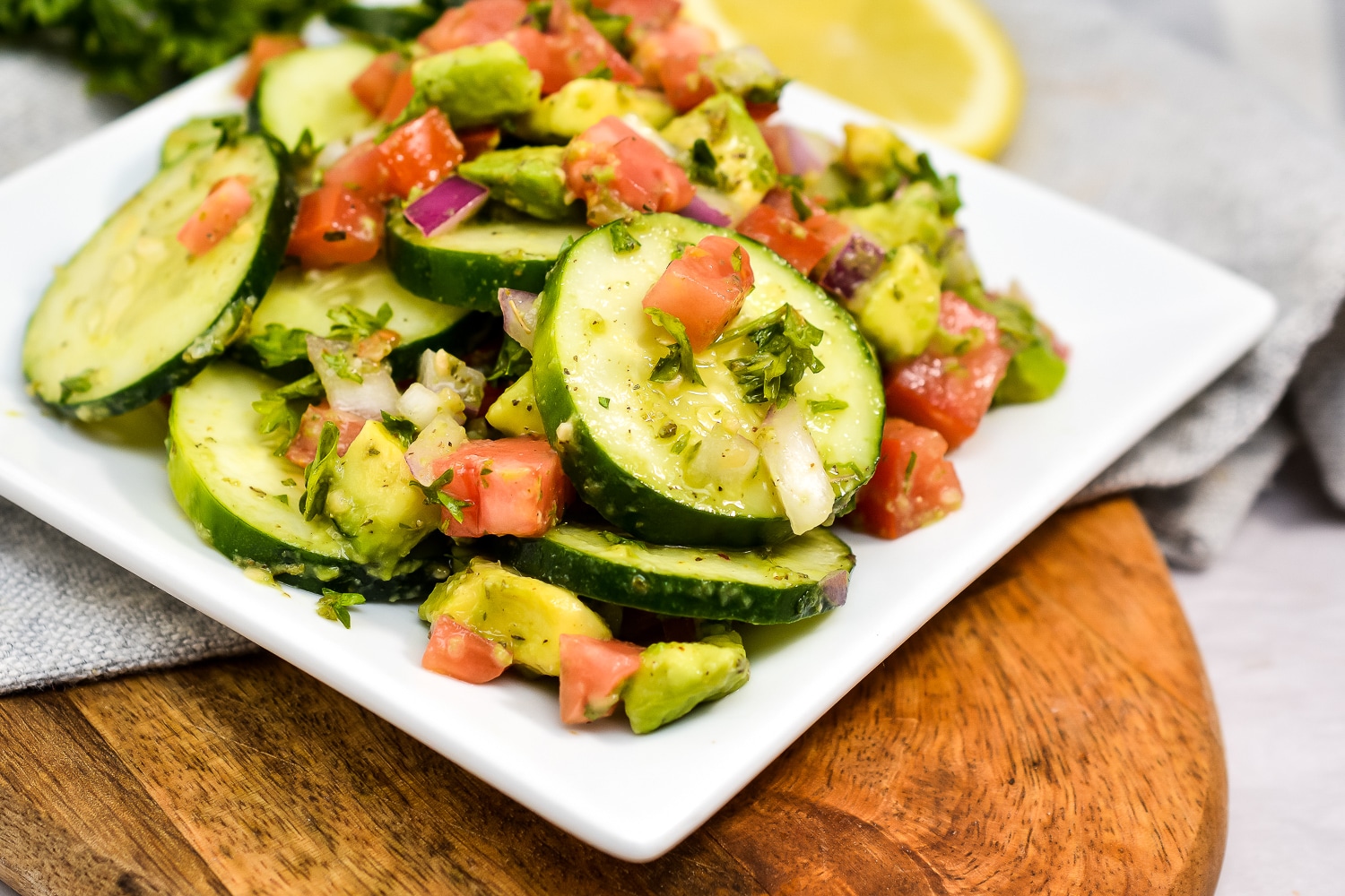 tomato salad with cucumber and avocado