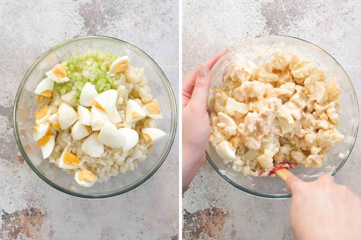 assemble the cauliflower potato salad