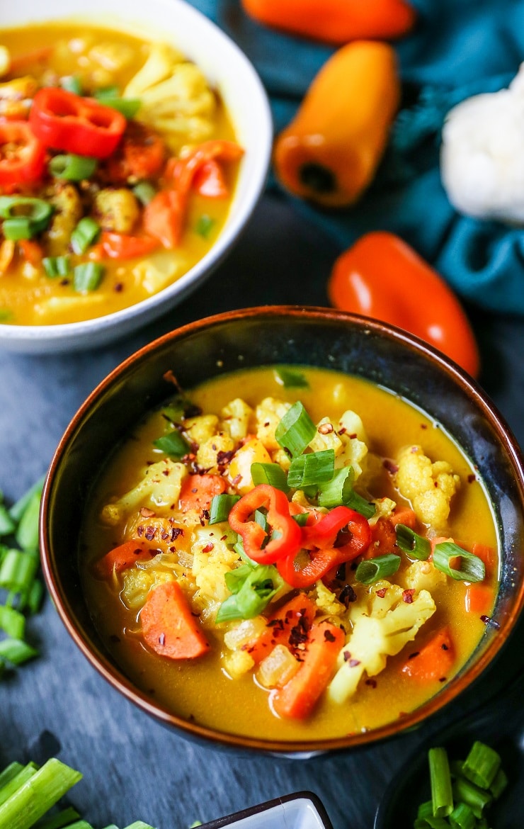 coconut curry soup with vegetables vegan paleo