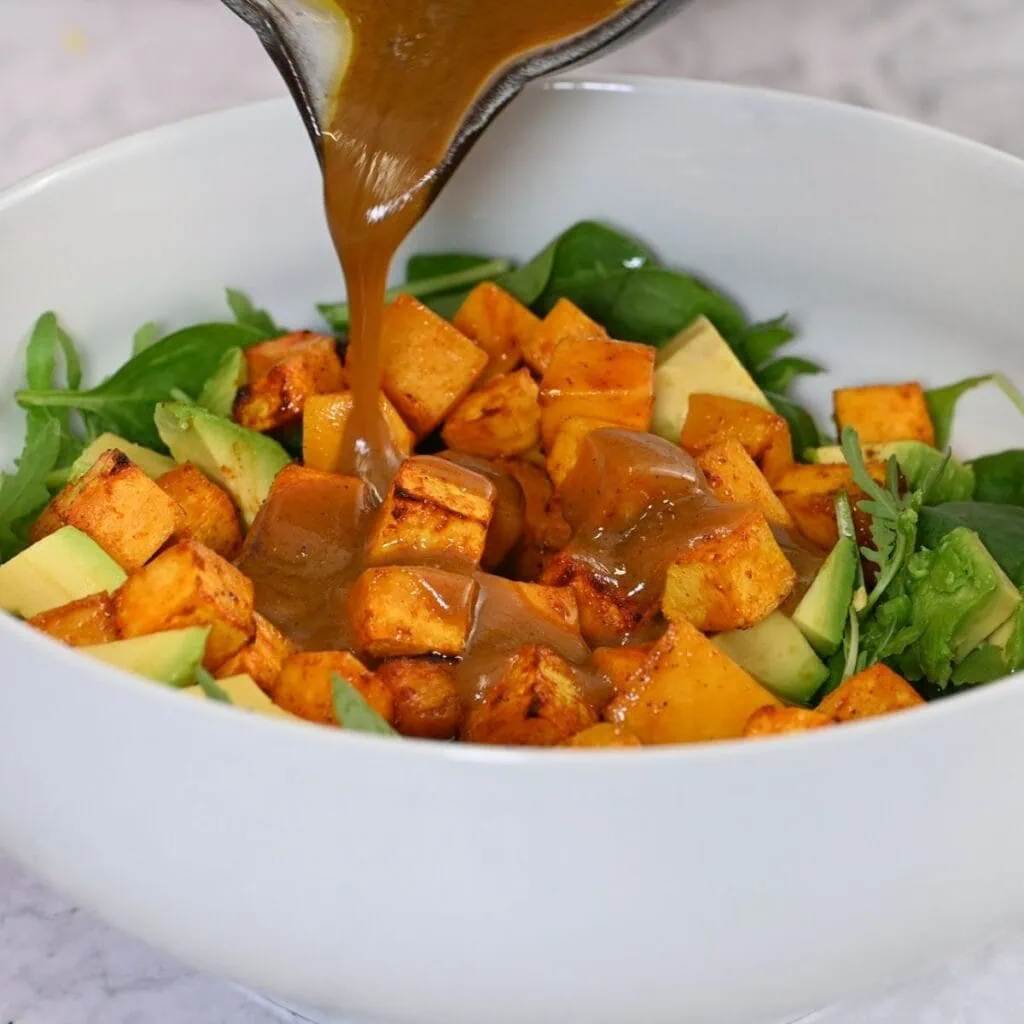 Roast Pumpkin Salad With Feta 7 lowcarbspark how to make roast pumpkin salad 4