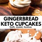 Keto Christmas Cupcakes (Gingerbread with Cinnamon Frosting!)