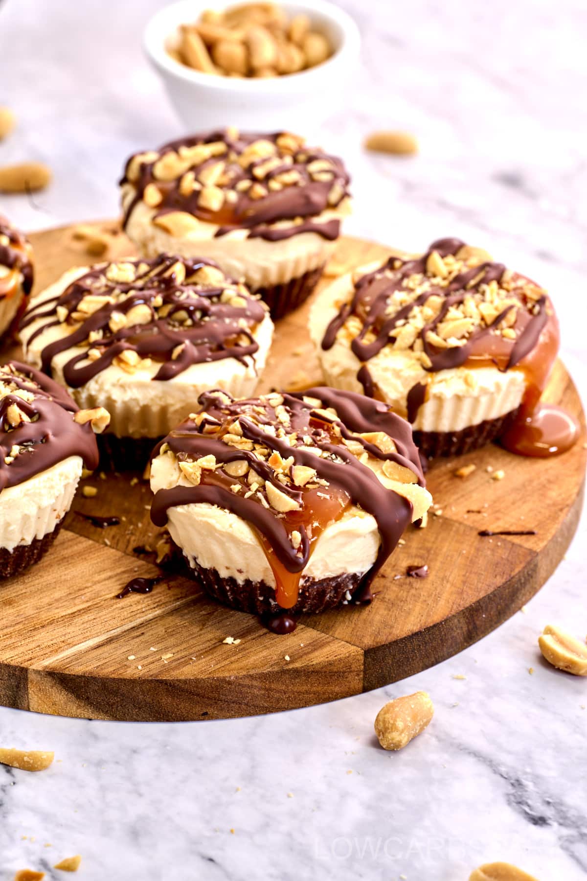 Keto Mini Snickers Cheesecakes