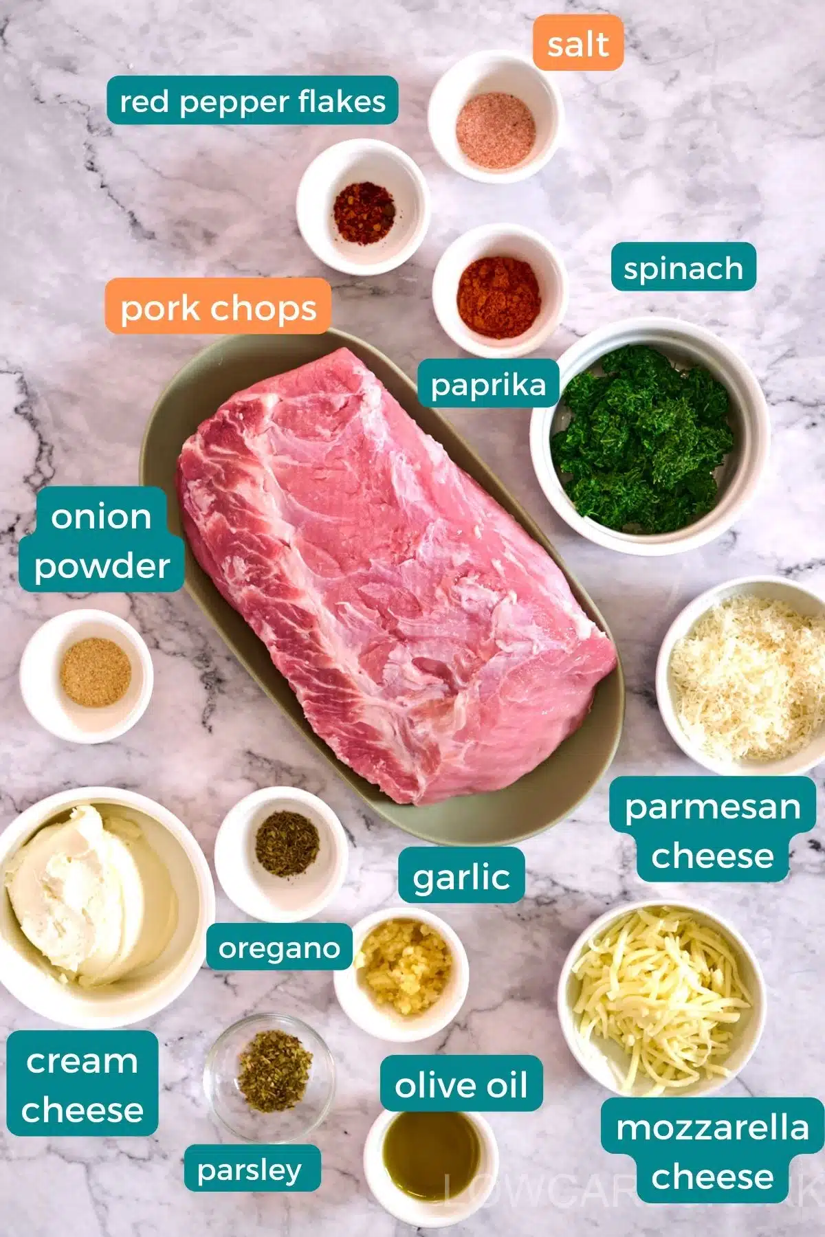 Spinach Stuffed Pork Chops Ingredients