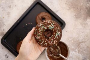 how to make Double Chocolate Protein Donuts 13