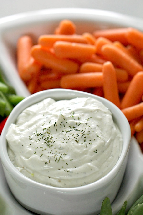 Cottage Cheese Ranch Vegetable Dip on