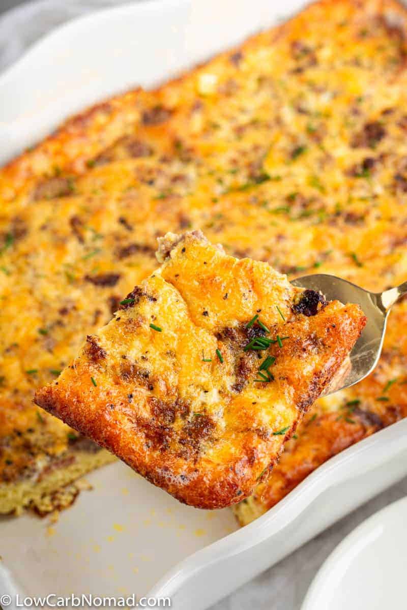 Easy Low Carb Breakfast Casserole with Eggs Bacon Cheese and Sausage 3