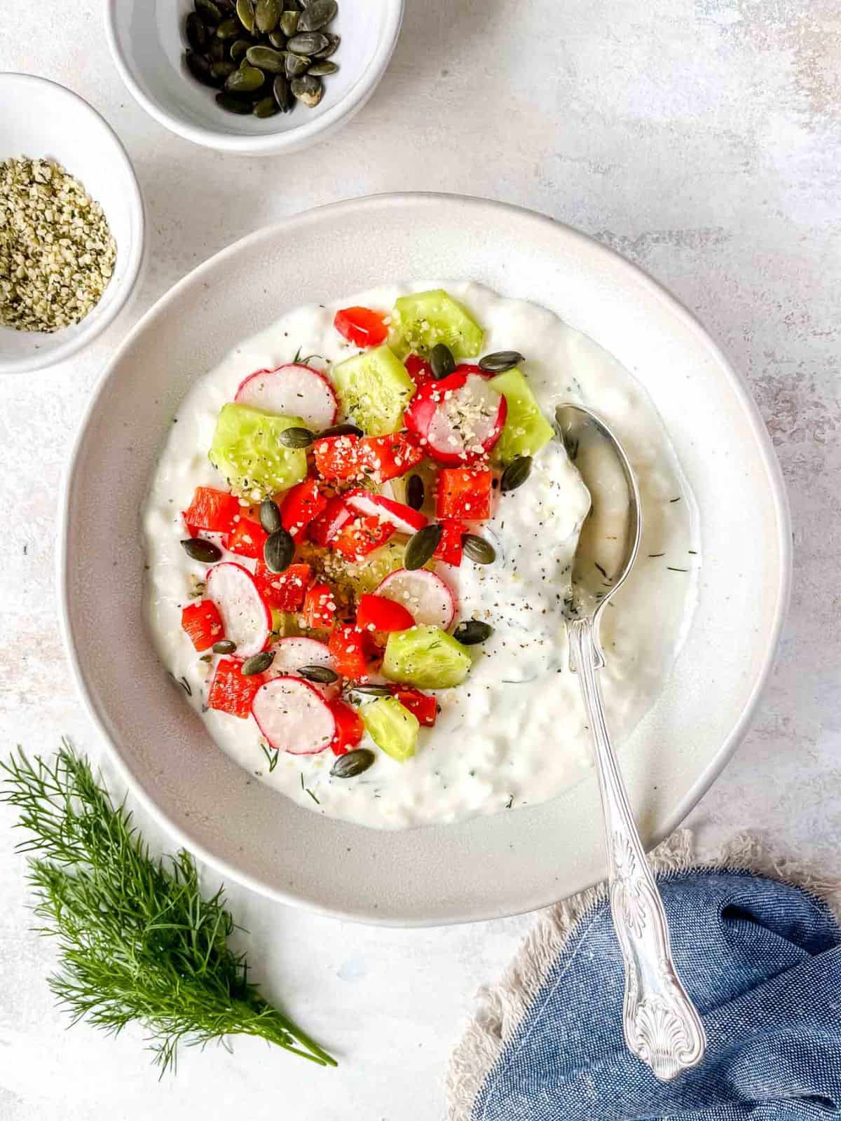 savory cottage cheese bowl