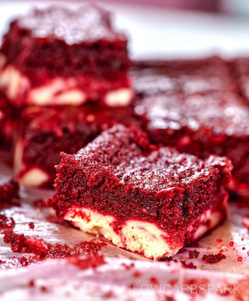 valentines day keto red velvet cheesecake brownies lowcarbspark
