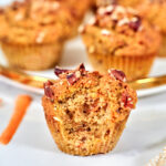 a single carrot cake muffin showing texture