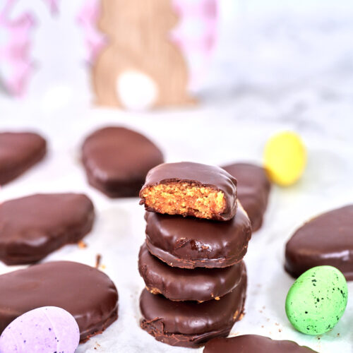 easter peanut butter eggs showing the texture