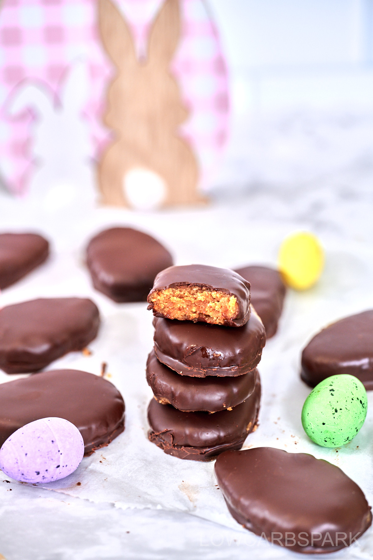 easter peanut butter eggs showing the texture