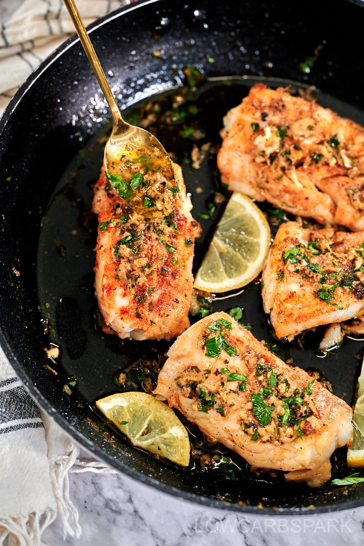 Lemon Butter Pan Seared Cod - Low Carb Spark