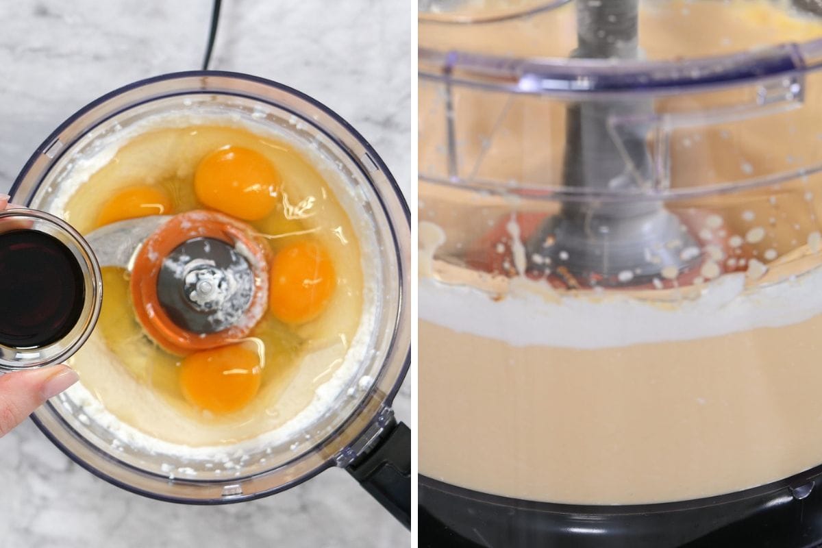 Cottage Cheese Protein Muffins 6 Blending cottage cheese, eggs, and vanilla extract to create a smooth muffin batter.