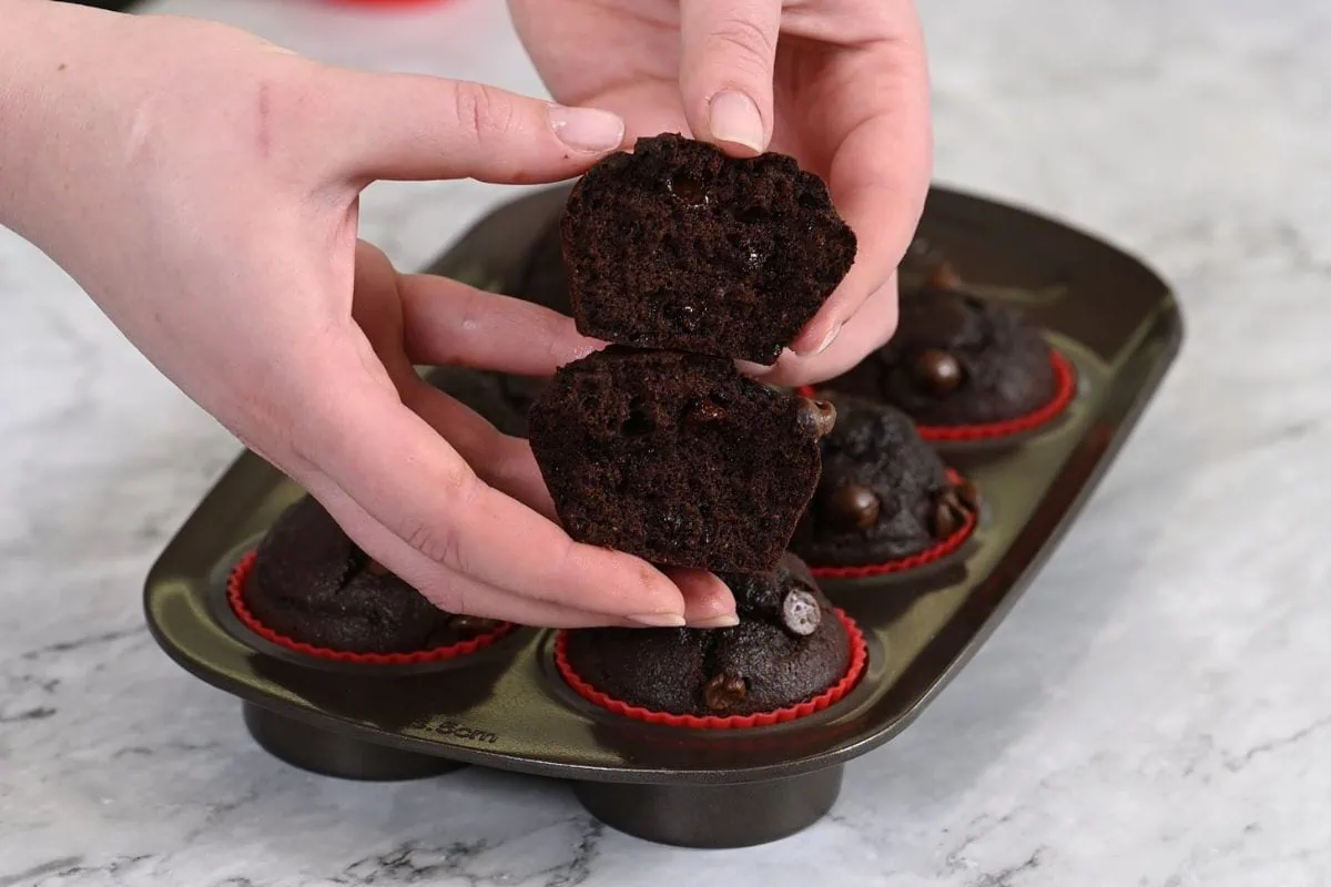Cottage Cheese Protein Muffins 12 Inside view of a protein-packed muffin, showing its soft and moist consistency.
