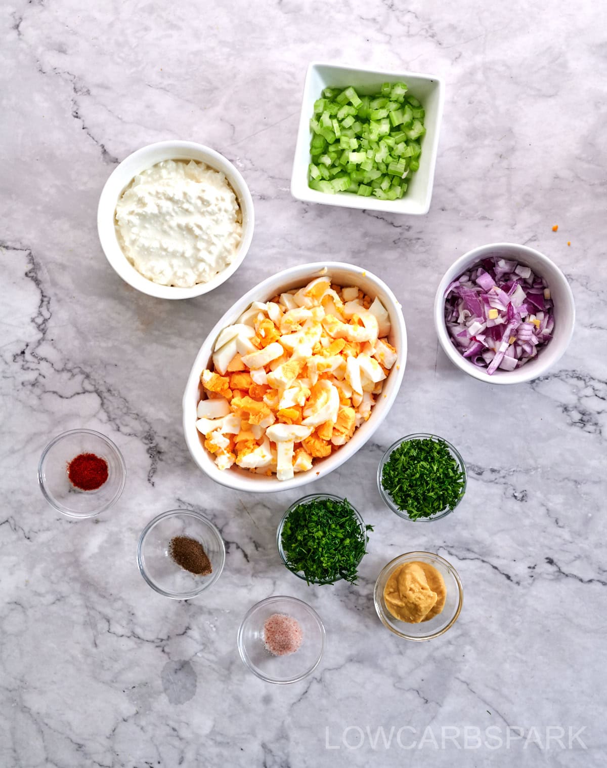 Creamy Cottage Cheese Egg Salad Ingredients