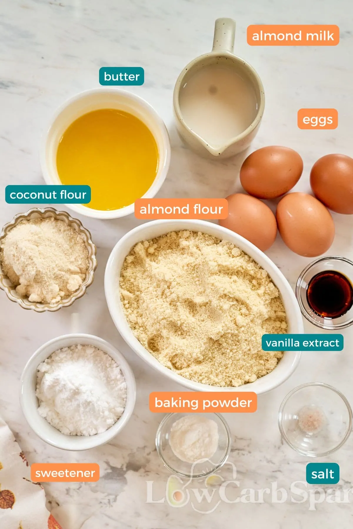Gluten Free Pumpkin Tiramisu 3 Gluten-free tiramisu sponge ingredients with almond flour, eggs, and coconut flour.