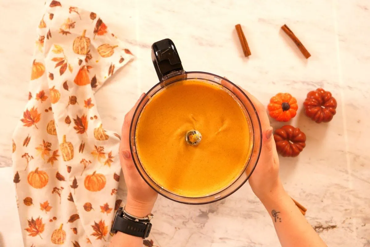 Cottage Cheese Pumpkin Mousse 7 Perfectly blended pumpkin mousse in a food processor.
