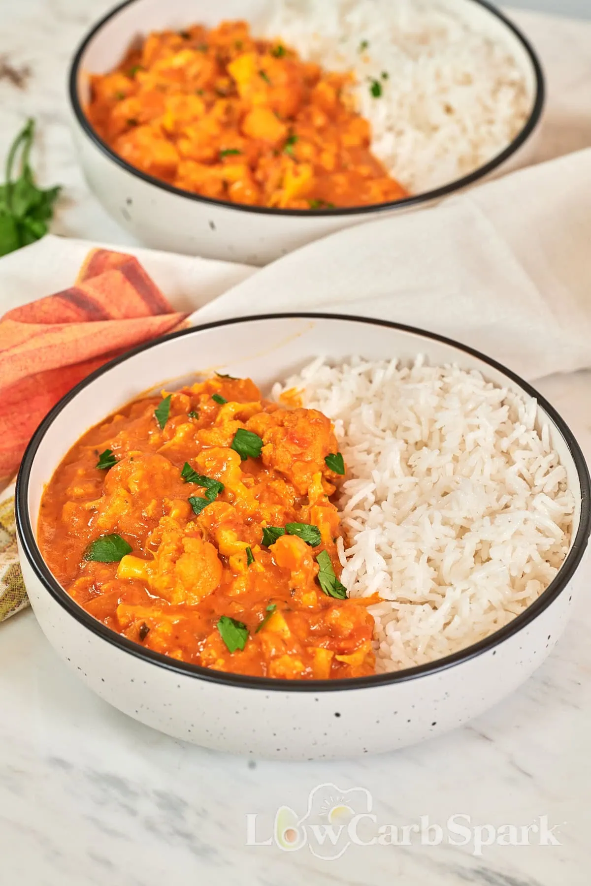 Cauliflower Curry 10 Rich and flavorful cauliflower curry with rice for dinner.