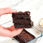 Single-serve high-protein chocolate brownie texture close-up