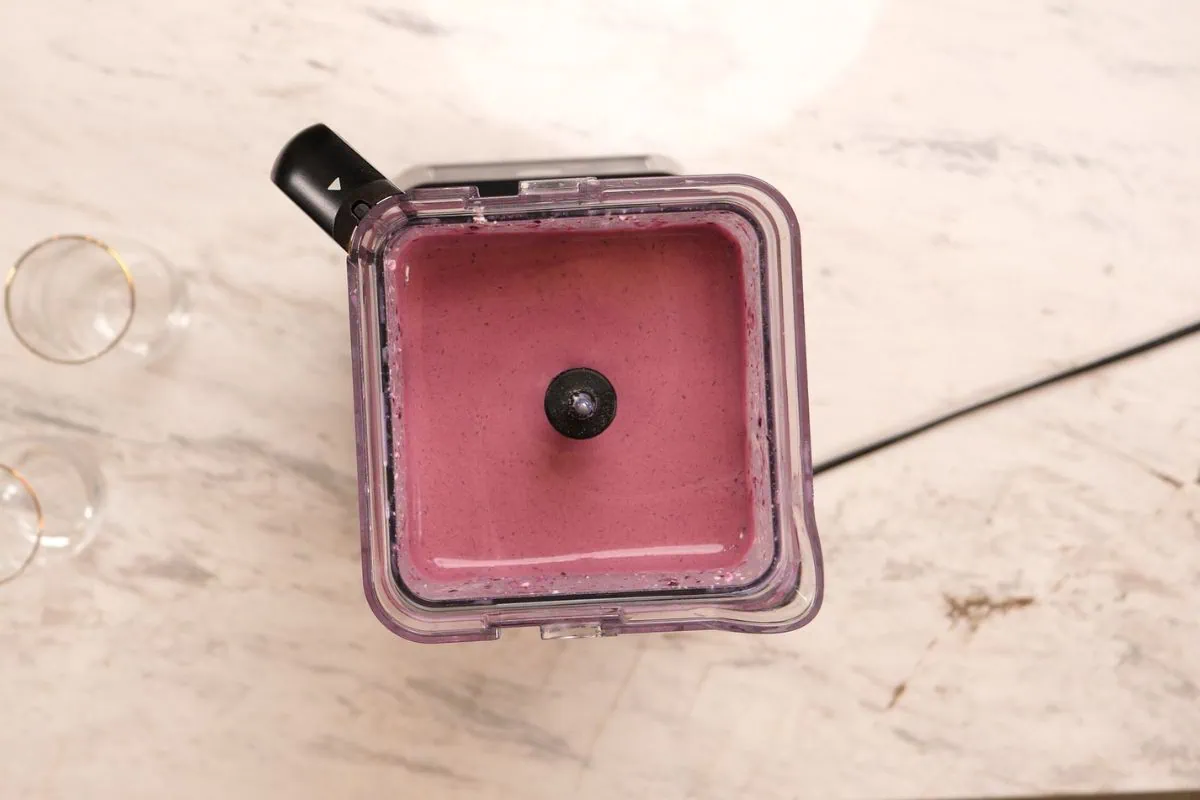 Cottage Cheese Blueberry Smoothie (High Protein!) 5 Smooth high-protein blueberry smoothie in blender