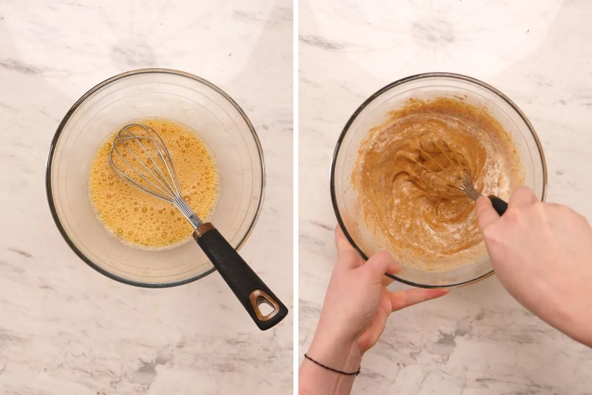 BEST High-Protein Chocolate Breakfast Cookies 3 Mixing wet ingredients for high-protein chocolate breakfast cookies