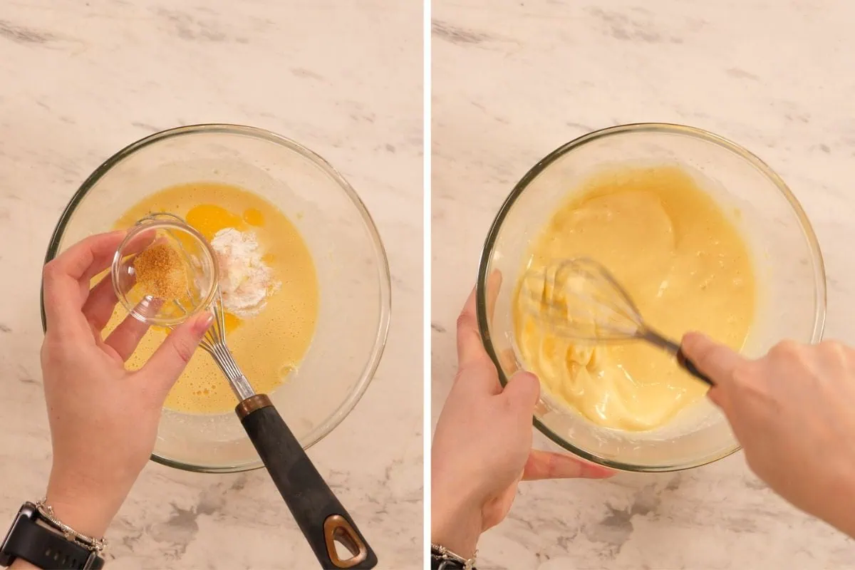 Low Carb Cottage Cheese Biscuits 3 Preparing low carb cottage cheese biscuit batter in a mixing bowl