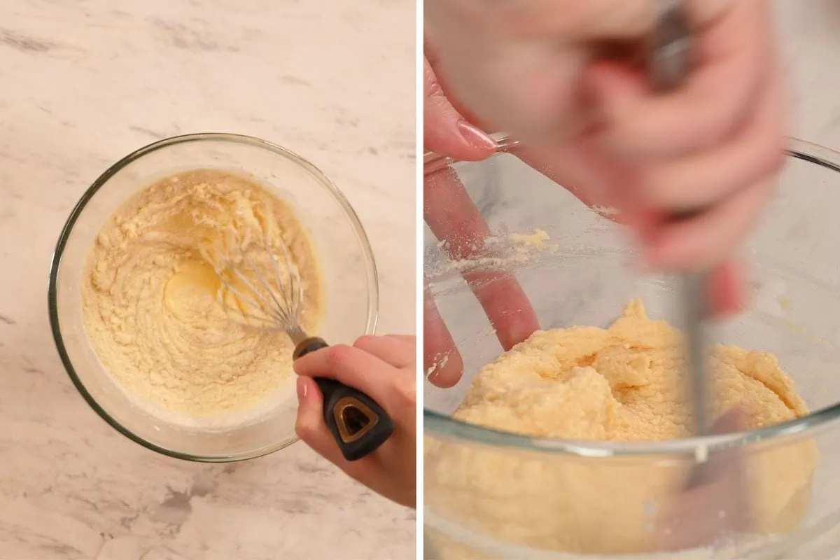 Low Carb Cottage Cheese Biscuits 4 Whisking cottage cheese biscuit batter until smooth and creamy